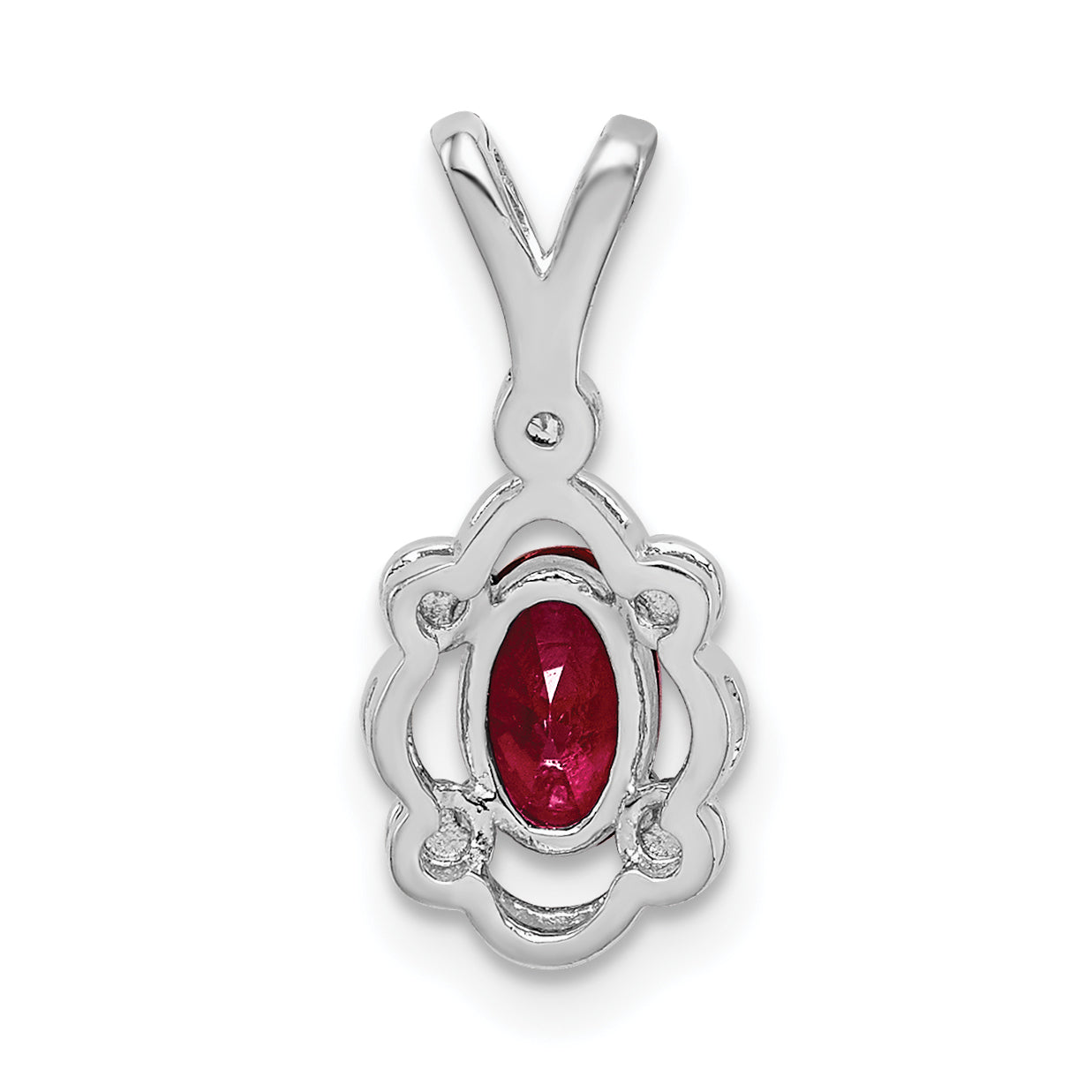 Sterling Silver Rhodium-Plated Pendant with Lab-Created Ruby & Diamond  Polished Elegant Design