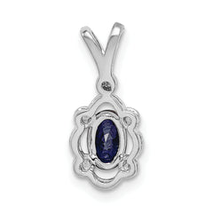 Sterling Silver Rhodium-Plated Sapphire & Diamond Pendant Polished & Elegant