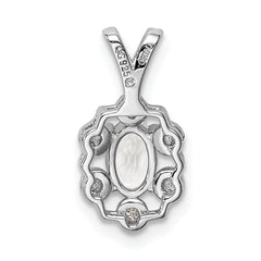 Sterling Silver Rhodium-plated White Topaz & Diam. Pendant