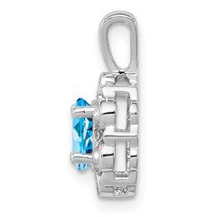 Sterling Silver Rhodium-plated Light Swiss Blue Topaz & Diam. Pendant