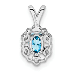 Sterling Silver Rhodium-plated Light Swiss Blue Topaz & Diam. Pendant