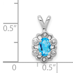 Sterling Silver Rhodium-plated Light Swiss Blue Topaz & Diam. Pendant