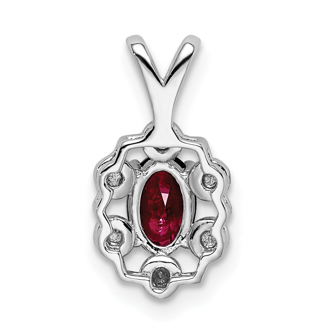 Sophia Jewelers Sterling Silver Rhodium-Plated Ruby & Diamond Birthstone Pendant