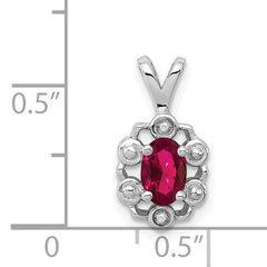 Sophia Jewelers Sterling Silver Rhodium-Plated Ruby & Diamond Birthstone Pendant