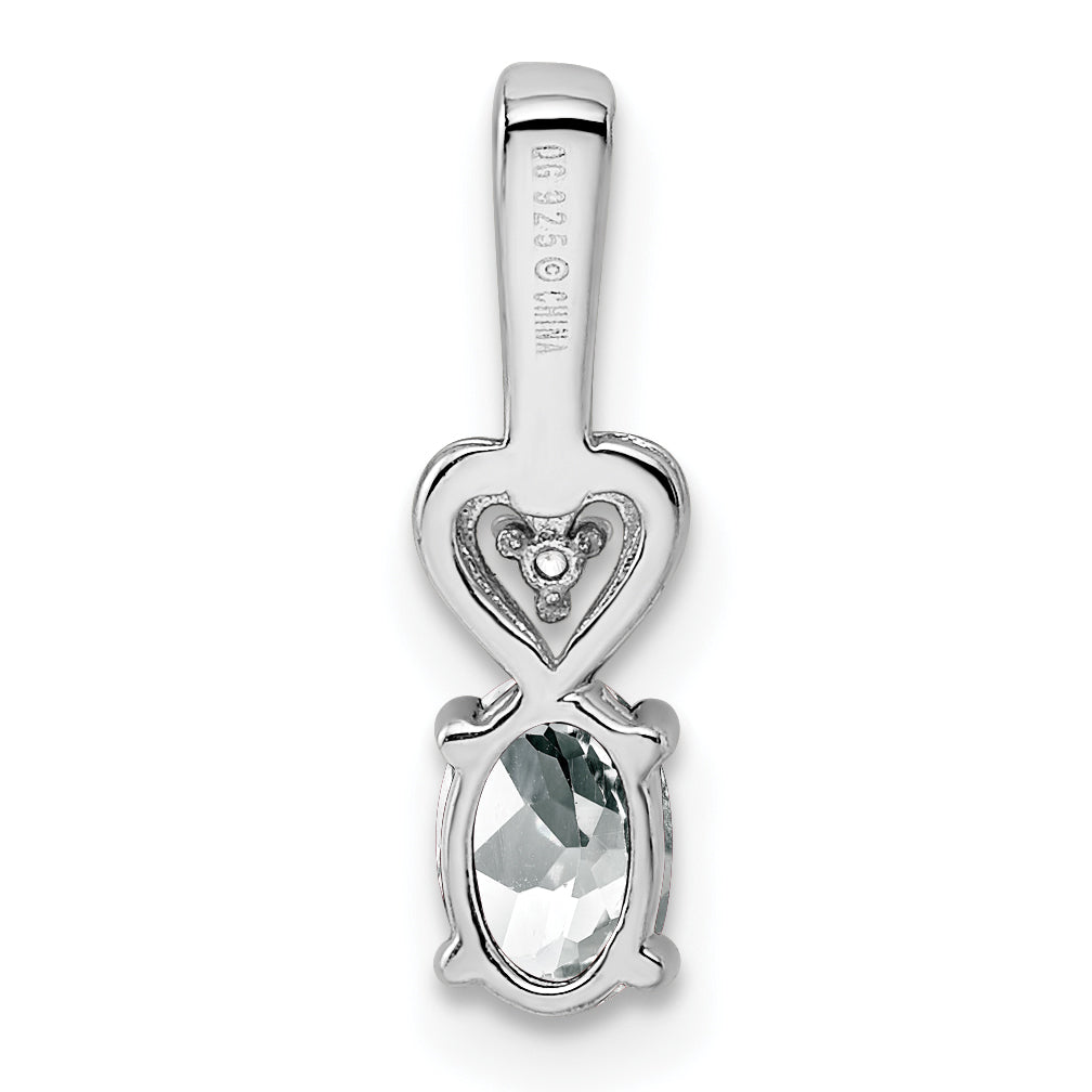 Sterling Silver Rhodium-plated White Topaz & Diam. Pendant