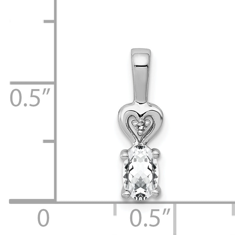 Sterling Silver Rhodium-plated White Topaz & Diam. Pendant