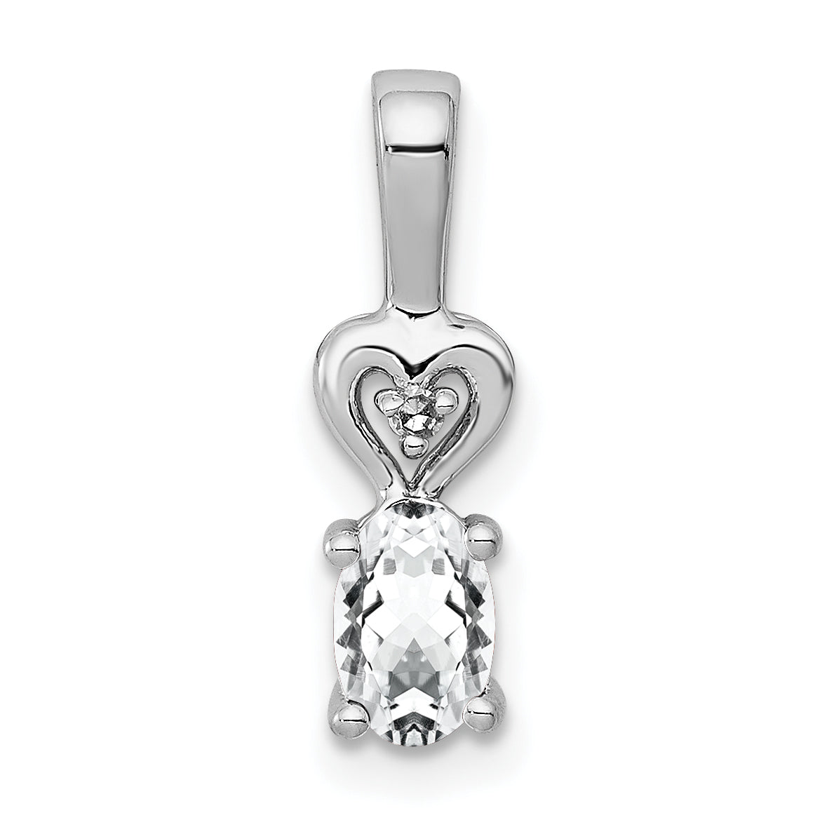 Sterling Silver Rhodium-plated White Topaz & Diam. Pendant