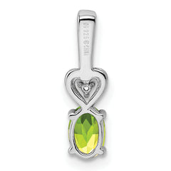 Sterling Silver Rhodium-plated Peridot & Diam. Pendant