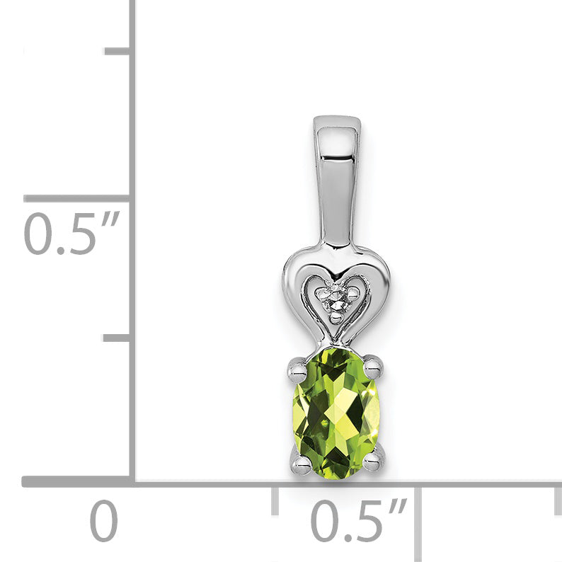 Sterling Silver Rhodium-plated Peridot & Diam. Pendant