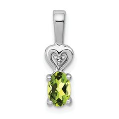 Sterling Silver Rhodium-plated Peridot & Diam. Pendant