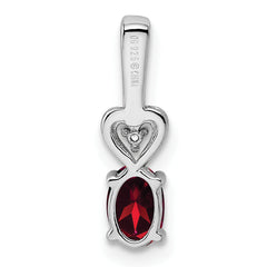 **Sterling Silver Rhodium-Plated Ruby and Diamond Pendant – Elegant July Birthstone Design**