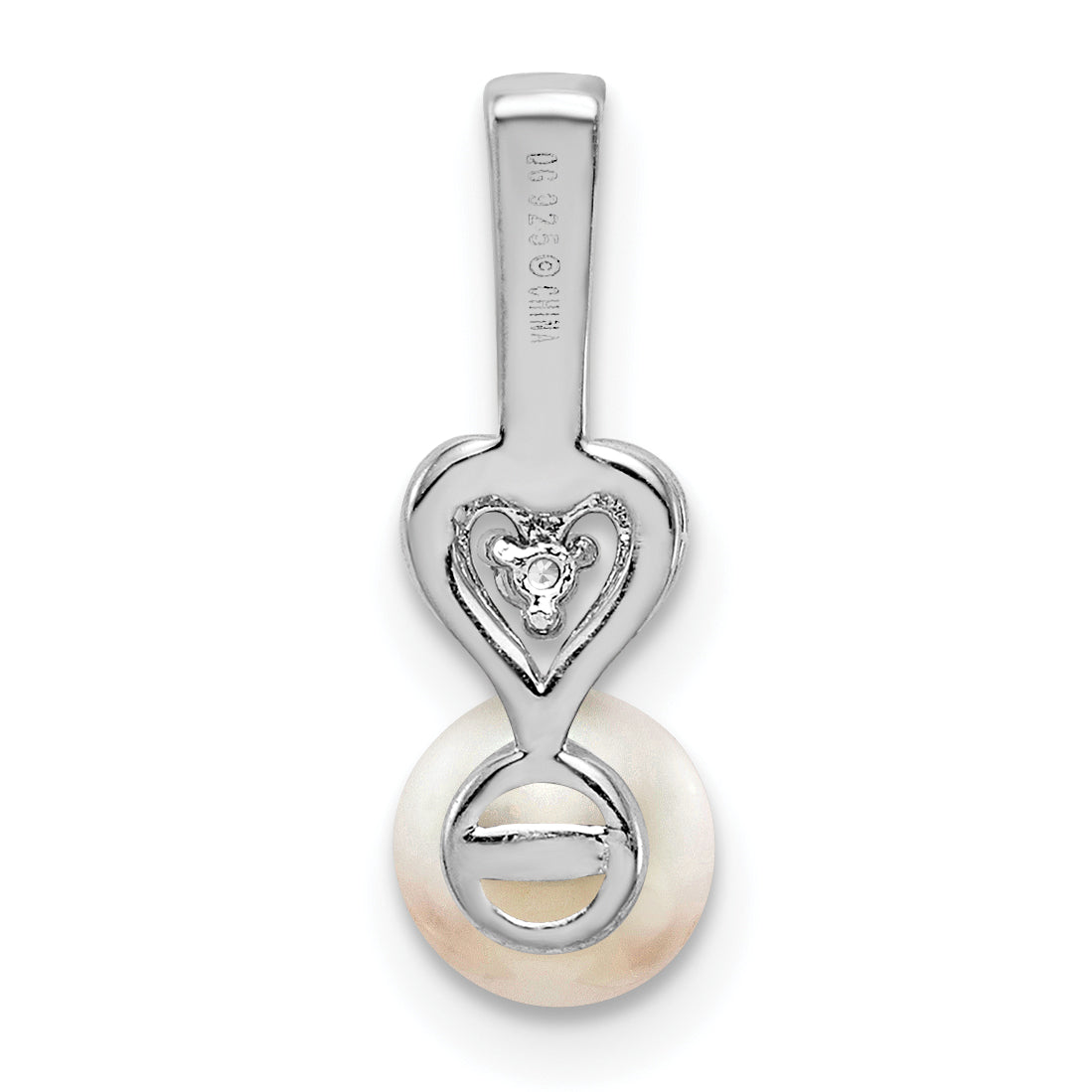 Sterling Silver Rhodium-Plated Freshwater Pearl & Diamond Pendant Polished Elegant Design