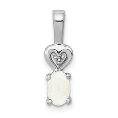 Sterling Silver Rhodium-plated Created Opal & Diam. Pendant