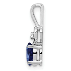 Sterling Silver Rhodium-plated Created Sapphire & Diam. Pendant