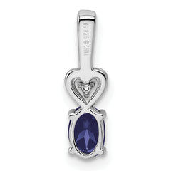 Sterling Silver Rhodium-plated Created Sapphire & Diam. Pendant