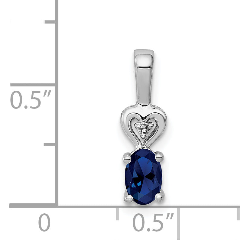 Sterling Silver Rhodium-plated Created Sapphire & Diam. Pendant