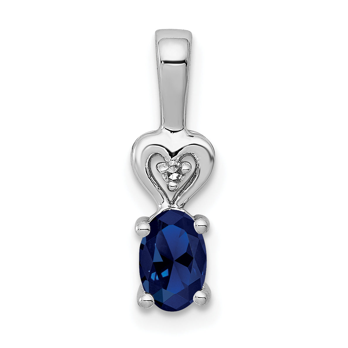 Sterling Silver Rhodium-plated Created Sapphire & Diam. Pendant