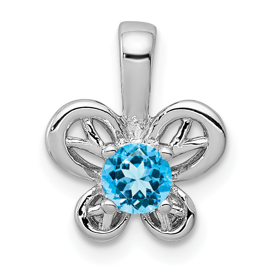 Sterling Silver Rhodium-plated Light Swiss Blue Topaz Pendant