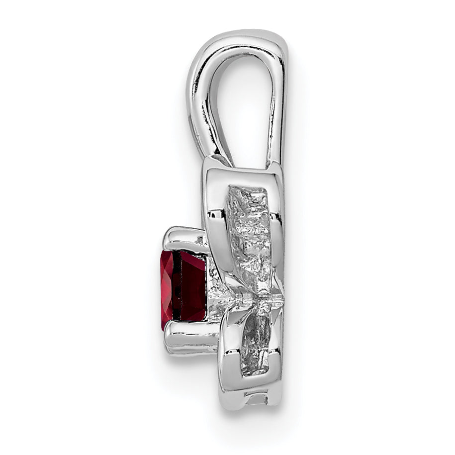 Sterling Silver Rhodium-Plated Garnet Pendant with Natural January Birthstone