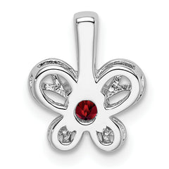 Sterling Silver Rhodium-Plated Garnet Pendant with Natural January Birthstone