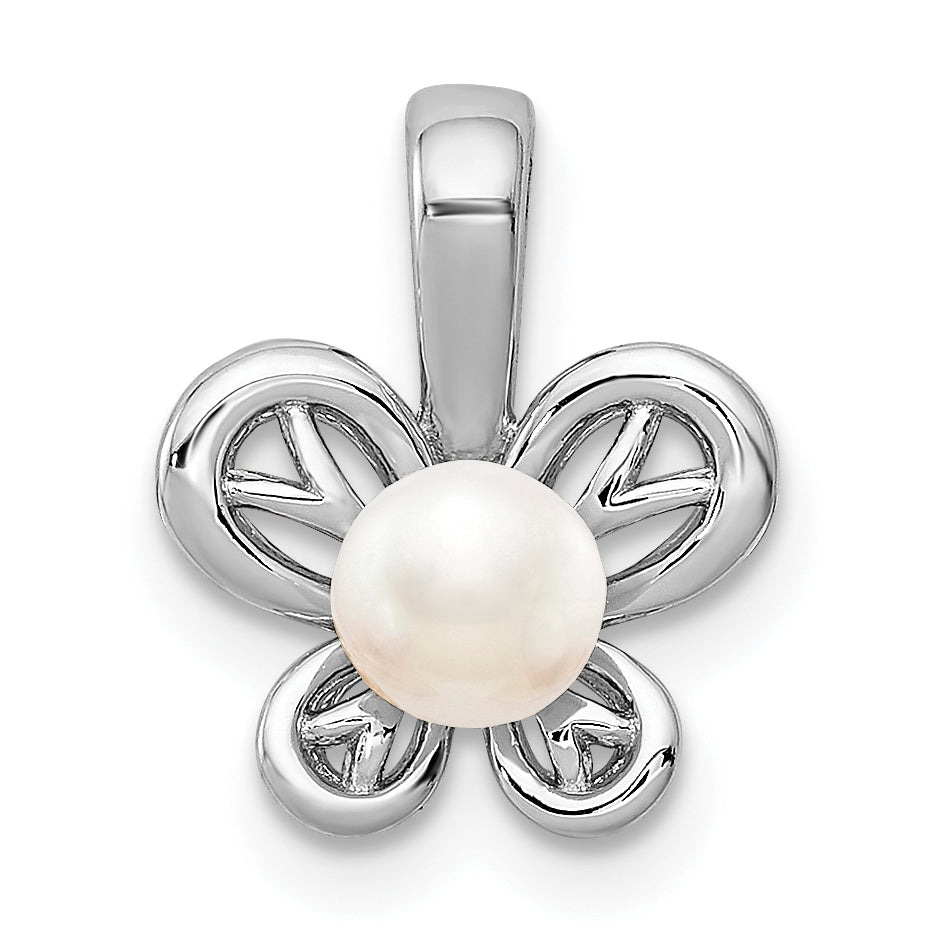 Sterling Silver Rhodium-plated FW Cultured Pearl Pendant