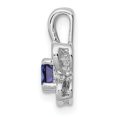 Sterling Silver Rhodium-Plated Sapphire Pendant with Prong Set Birthstone