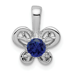 Sterling Silver Rhodium-plated Created Sapphire Pendant