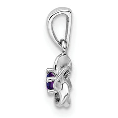 Sterling Silver Rhodium-Plated Amethyst Floral Pendant  Elegant February Birthstone Charm