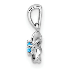 Sterling Silver Rhodium-plated Floral Blue Topaz Pendant