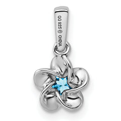 Sterling Silver Rhodium-plated Floral Blue Topaz Pendant