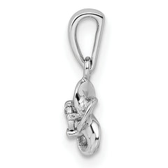 Sterling Silver Rhodium-plated Floral Diamond Pendant