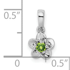 Sterling Silver Rhodium-Plated Peridot Pendant with Floral Design Polished Finish