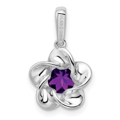 Sterling Silver Rhodium-plated Floral Amethyst Pendant