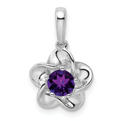 Sterling Silver Rhodium-plated Floral Amethyst Pendant