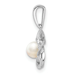 Sterling Silver Rhodium-Plated Pearl Pendant with Floral 3D Design  June Birthstone