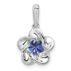 Sterling Silver Rhodium-Plated Sapphire Pendant with Floral Design – September Birthstone