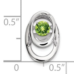 Sterling Silver Rhodium Peridot Birthstone Pendant with Polished Finish