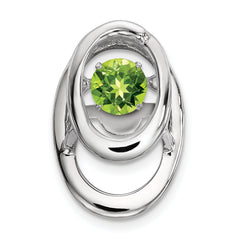 Sterling Silver Rhodium Peridot Birthstone Vibrant Chain Slide