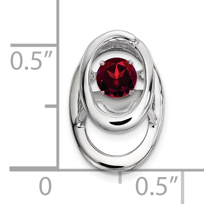 925 Sterling Silver Rhodium Garnet Birthstone Pendant with Polished Finish