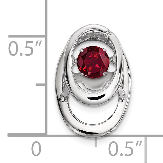 Sterling Silver Rhodium-Plated Ruby Birthstone Pendant  Elegant July Charm