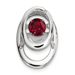 Sterling Silver Rhodium Plated Lab Created Ruby Birthstone Vibrant Chain Slide