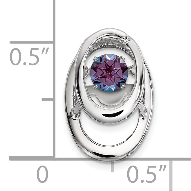 Sterling Silver Alexandrite Birthstone Pendant with Rhodium Finish  Elegant and Vibrant Design