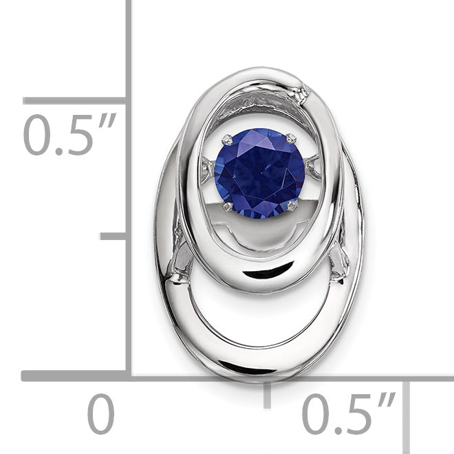 Sterling Silver Rhodium-Plated Blue Sapphire Birthstone Pendant September Elegance