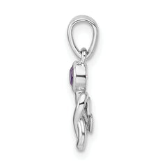 Sterling Silver Rhodium-plated Amethyst Infinity Birthstone Pendant