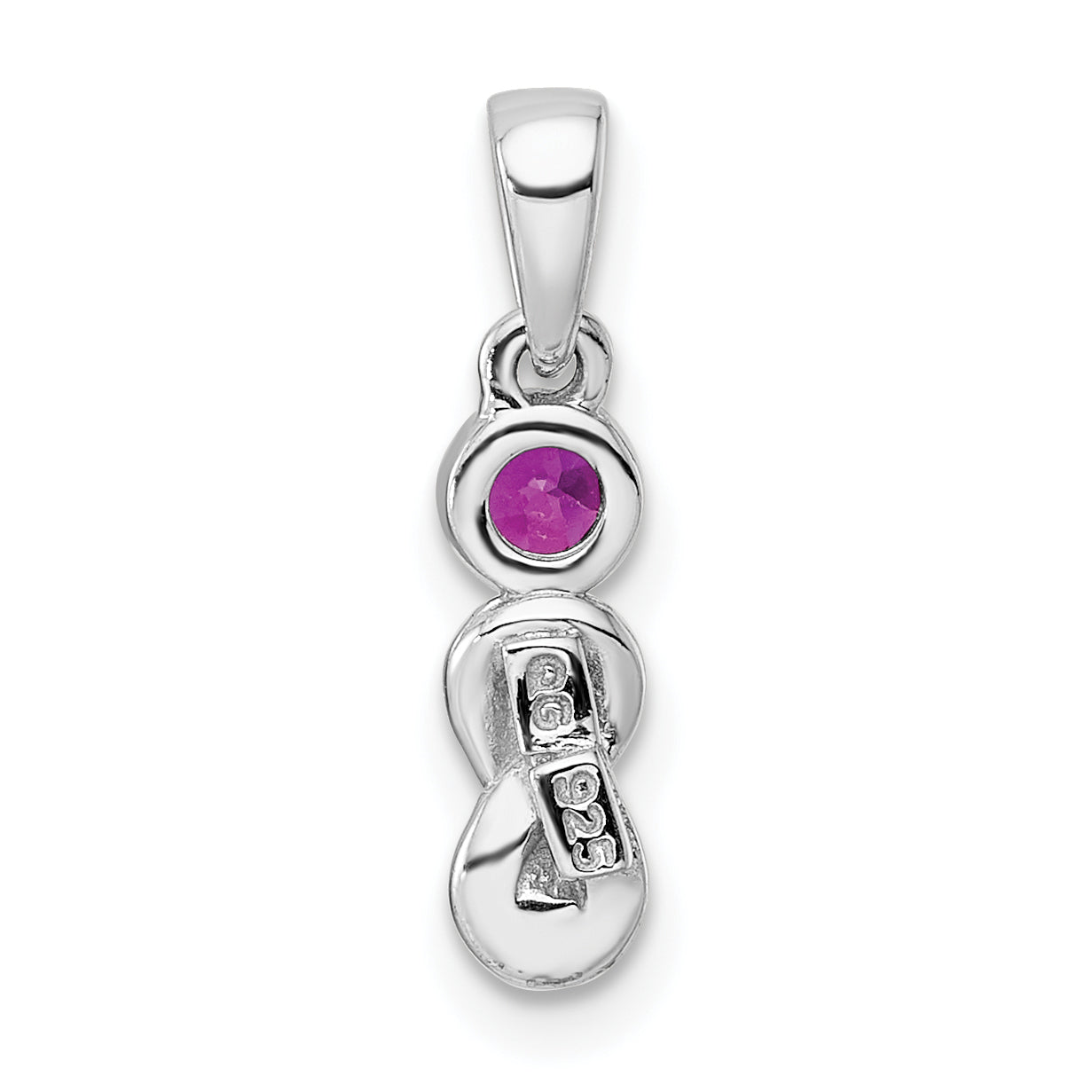 Sterling Silver RH-plated Polished Created Ruby Infinity Birthstone Pendant