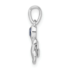 Sterling Silver Rhodium-plated CR Sapphire Infinity Birthstone Pendant