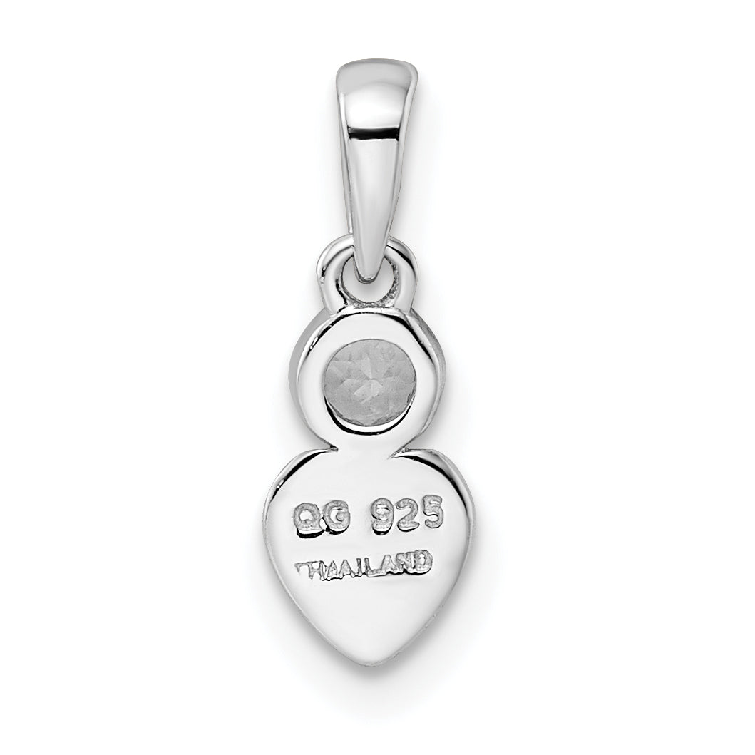 Sterling Silver Rhodium-plated Polished White Topaz Heart Pendant