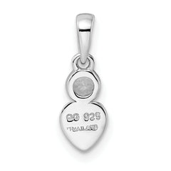 Sterling Silver Rhodium-plated Polished White Topaz Heart Pendant