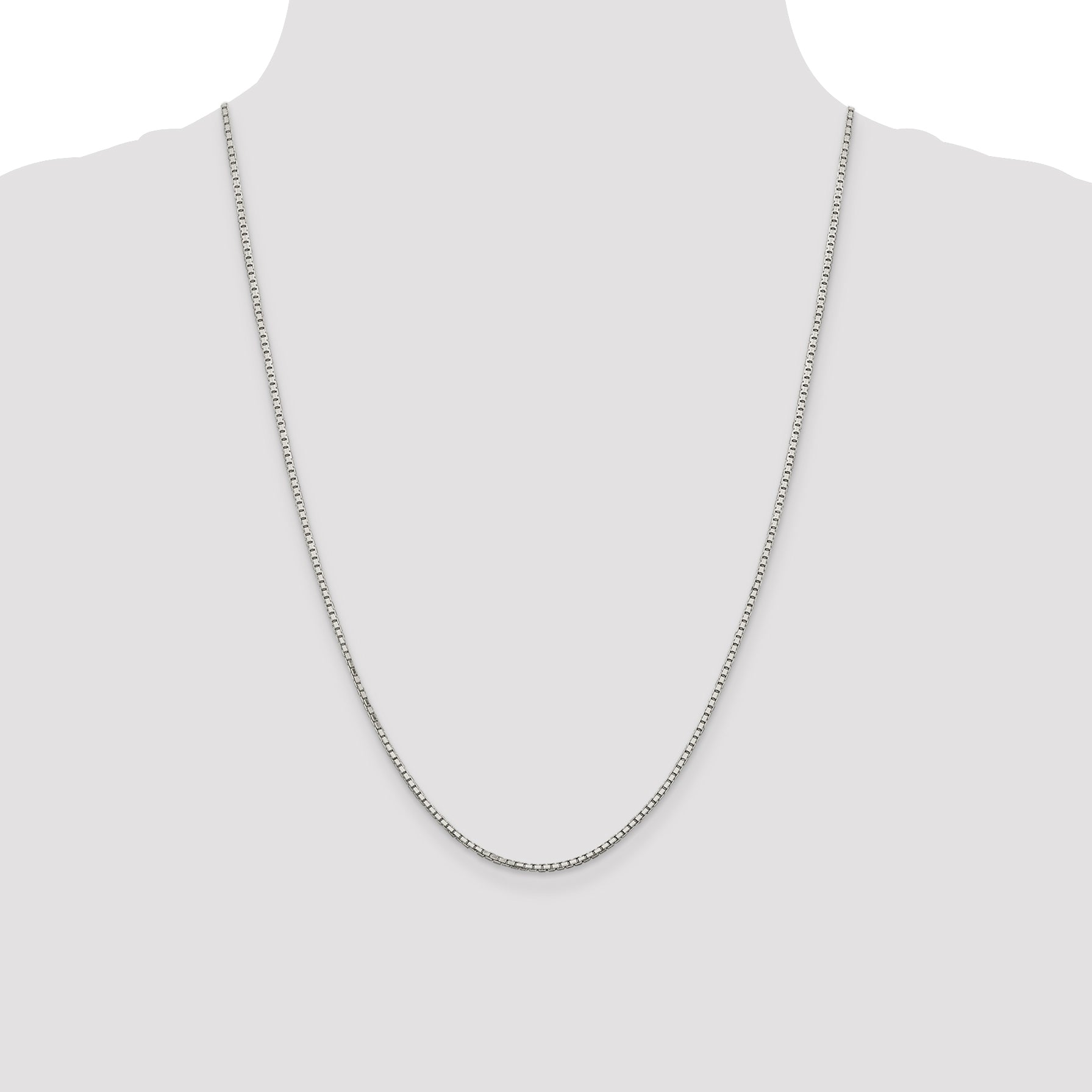 Sterling Silver Rhodium-plated 1.7mm 8 Sided D/C Mirror Box Chain