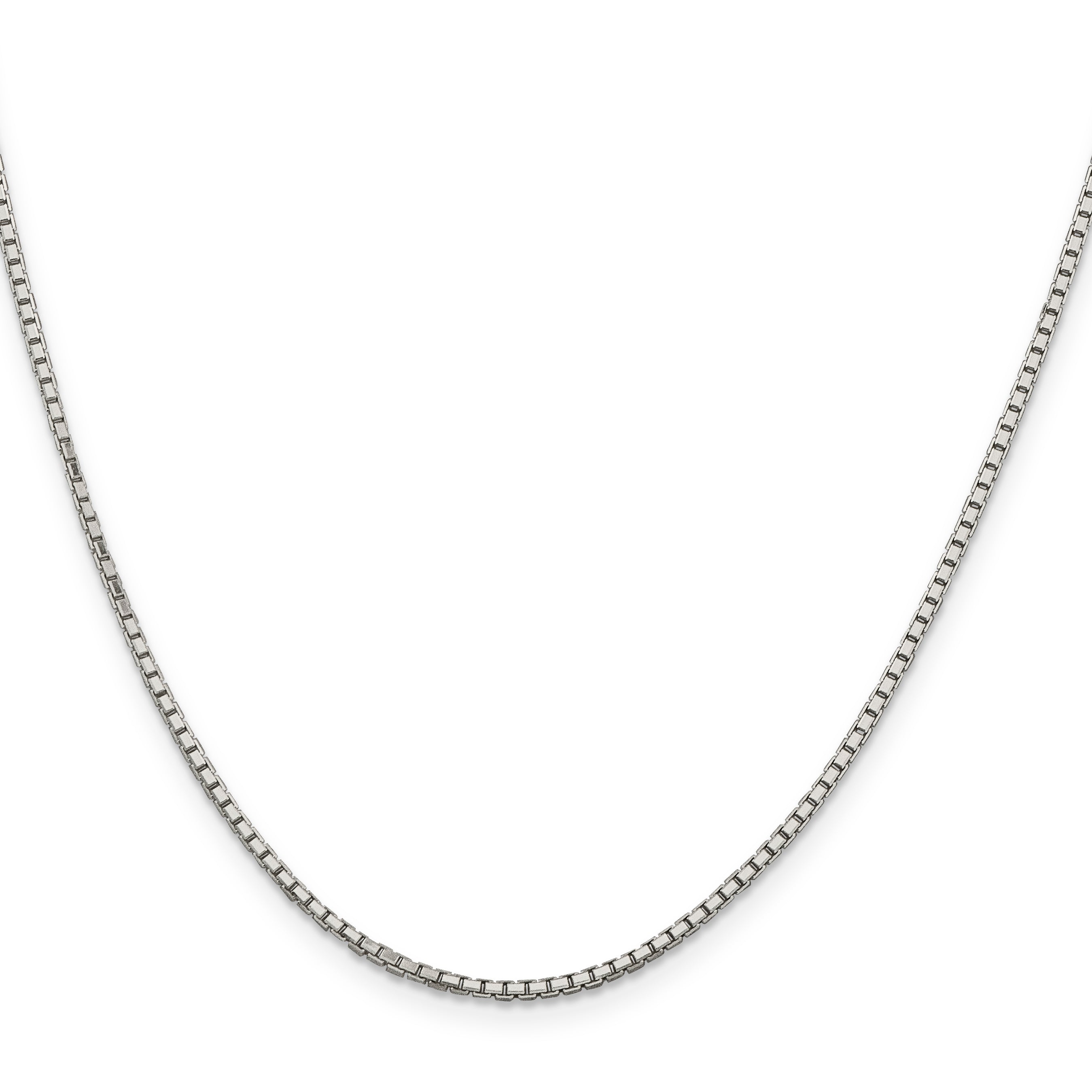 Sterling Silver Rhodium-plated 1.7mm 8 Sided D/C Mirror Box Chain w/2in ext